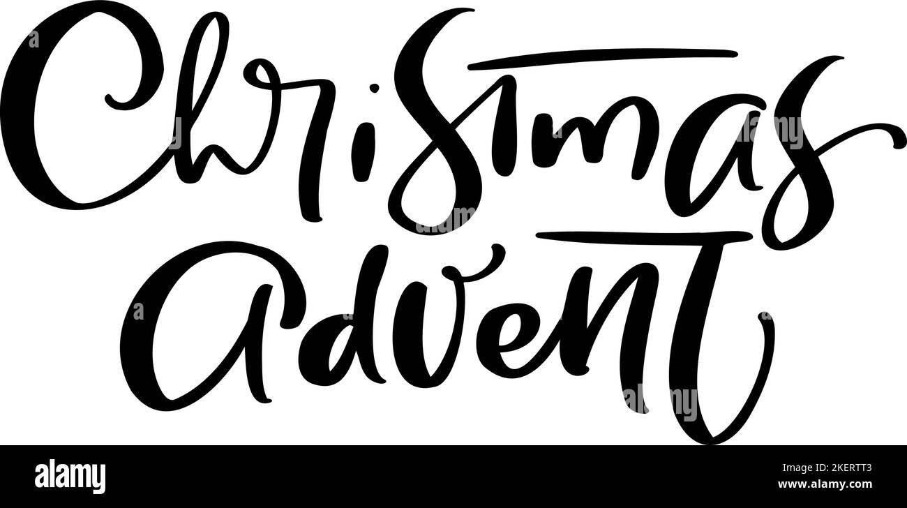 Texte de lettrage calligraphique manuscrit vectoriel de l'Avent de Noël. Design pour les vacances d'hiver, calendrier de l'Avent de Noël, cartes de vœux, affiche Illustration de Vecteur