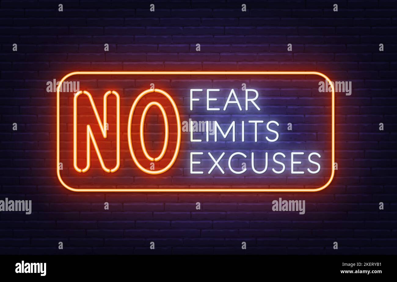 No Fear Limits excuse le signe de néon sur fond de mur de brique. Illustration de Vecteur