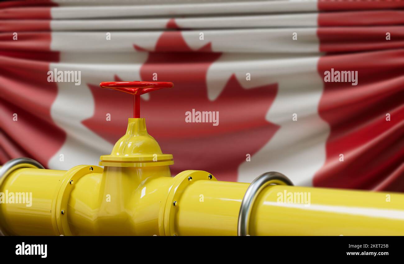 Gazoduc pour le pétrole et le gaz du Canada. Concept de l'industrie pétrolière. 3D rendu Banque D'Images