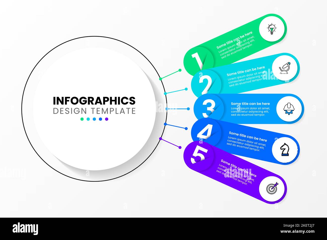 Modèle d'infographie avec icônes et 5 options ou étapes. Cercle. Peut être utilisé pour la mise en page de flux de travail, le diagramme, la bannière, la conception Web. Illustration vectorielle Illustration de Vecteur