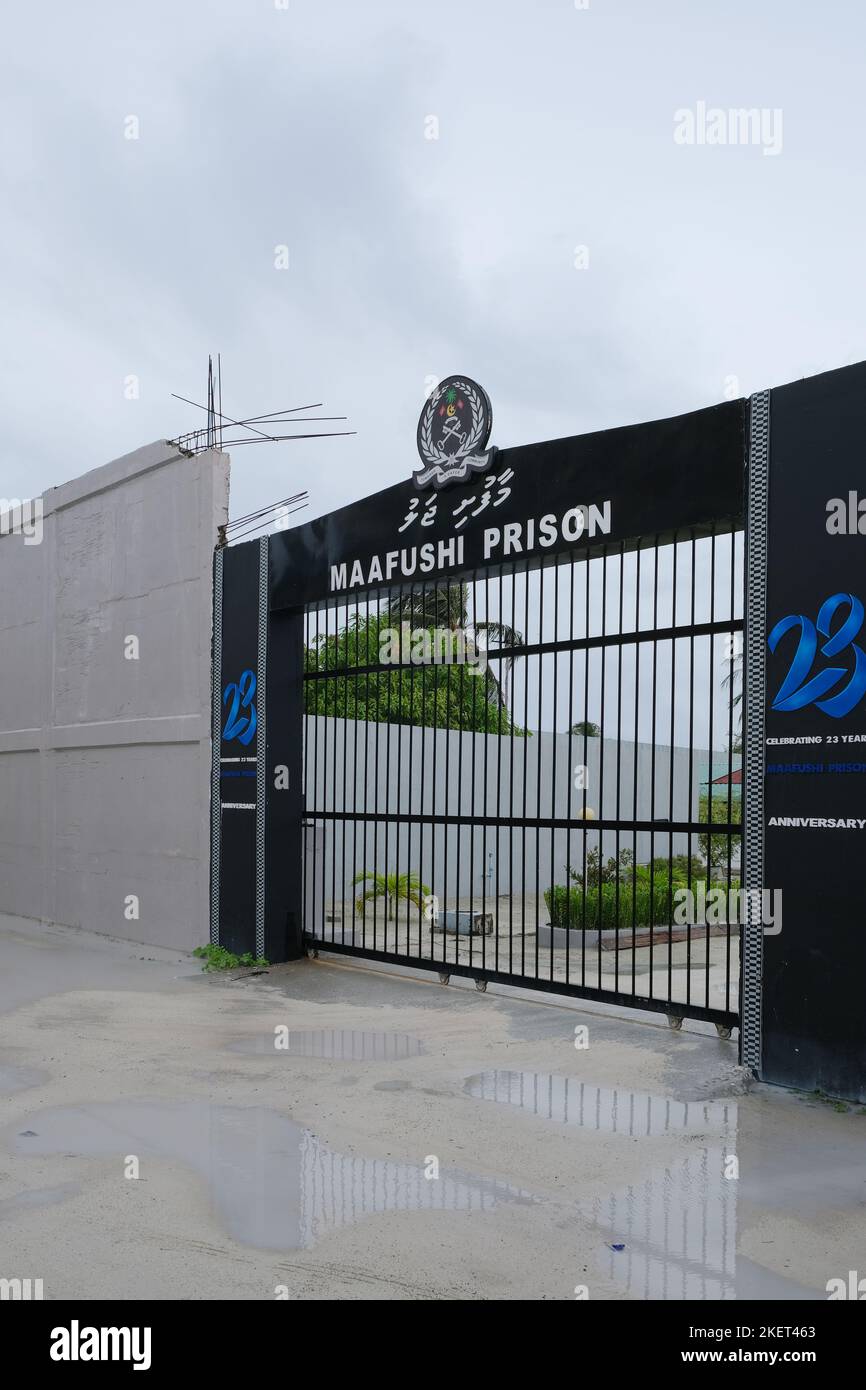 La prison de Maafushi est une prison à Maafushi sur l'atoll de Kaafu aux Maldives, à 18 miles au sud de la capitale, Malé. C'est la plus grande prison des îles Banque D'Images