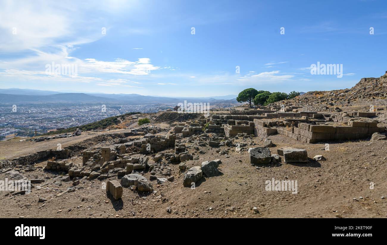 L'Acropole des ruines de la ville antique de Pergamon à Bergama, Izmir, Turquie Banque D'Images
