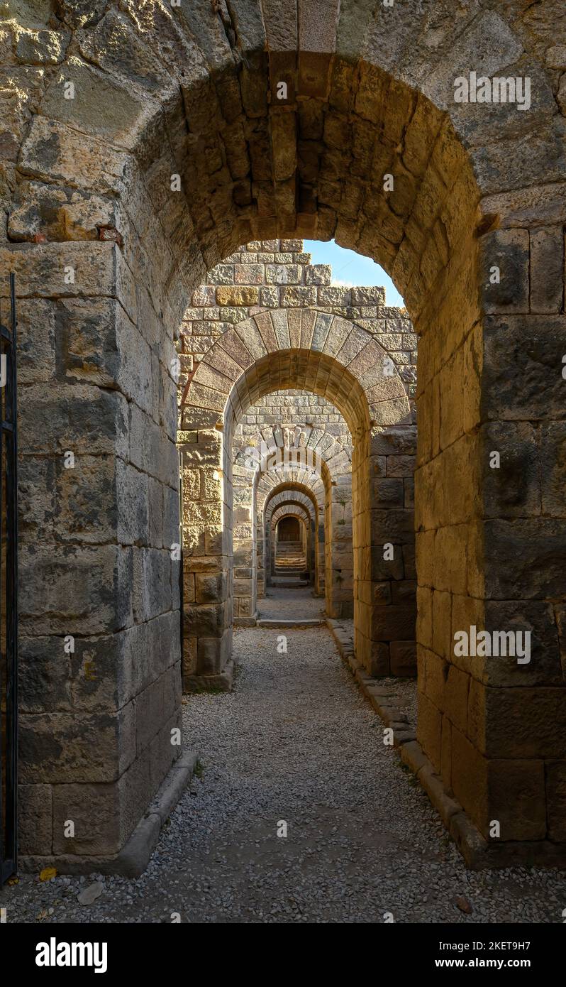 L'Acropole des ruines de la ville antique de Pergamon à Bergama, Izmir, Turquie Banque D'Images