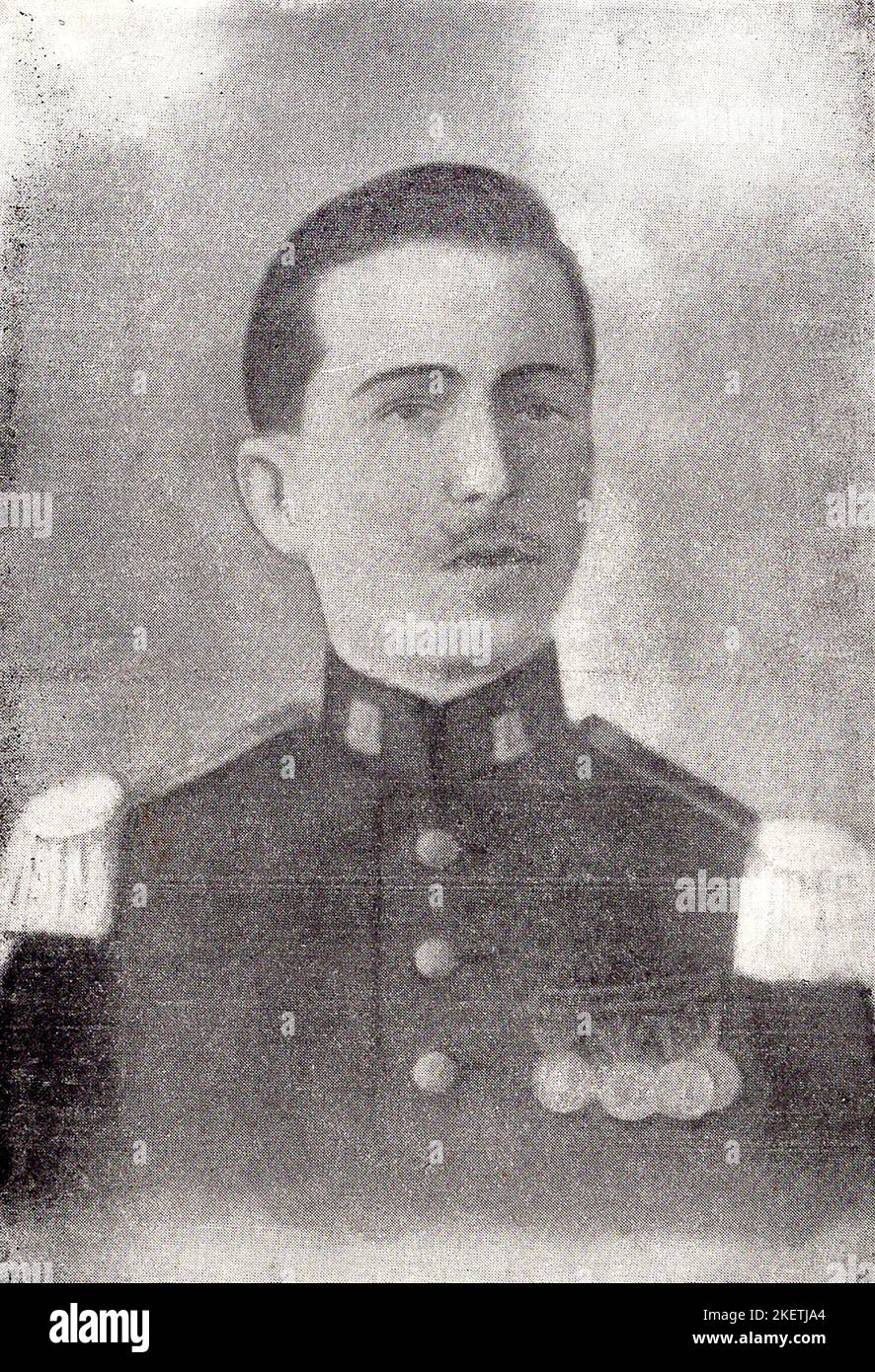 Portrait de Luis Carlos Prestes. Brésil, 1920s. Luís Carlos Prestes (1898 – 1990) était un révolutionnaire brésilien et un homme politique qui a été secrétaire général du Parti communiste brésilien de 1943 à 1980 et sénateur du District fédéral de 1946 à 1948. L'un des leaders communistes du Brésil, les Prestes a été considéré par beaucoup comme l'une des figures les plus charismatiques mais les plus tragiques du Brésil pour son leadership de la révolte tenente de 1924 et son travail ultérieur avec le mouvement communiste brésilien. L'expédition de 1924 a valu à Prestes le surnom de Chevalier de l'espoir. Banque D'Images