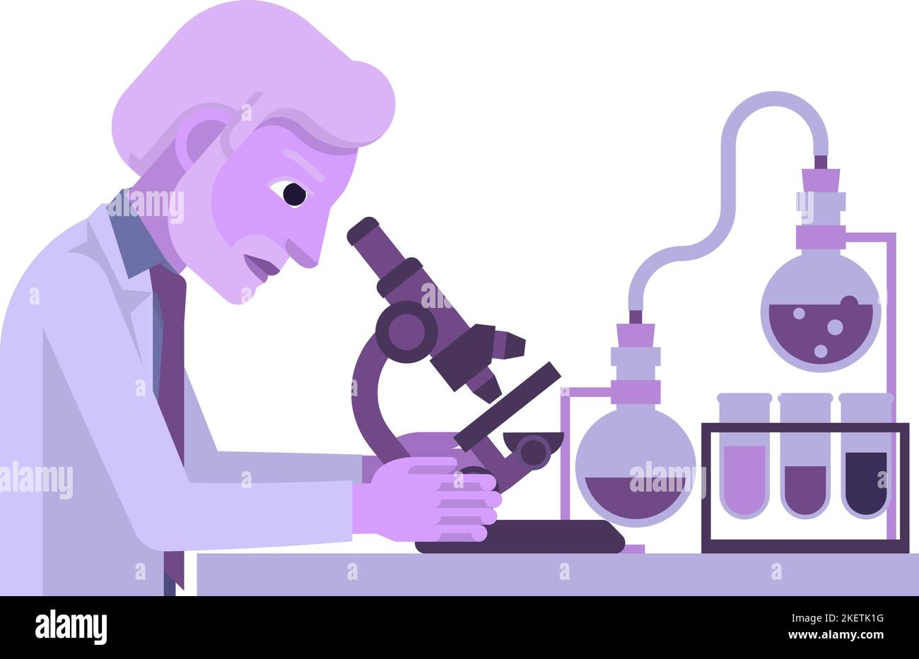 Science recherche scientifique concept de banc de travail de laboratoire Illustration de Vecteur