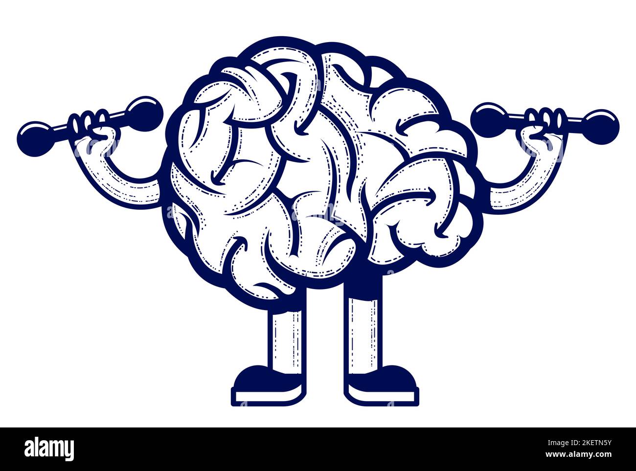 Cerveau avec haltères dans la salle de gym, l'intellect pompant, esprit fort, vecteur Illustration de Vecteur