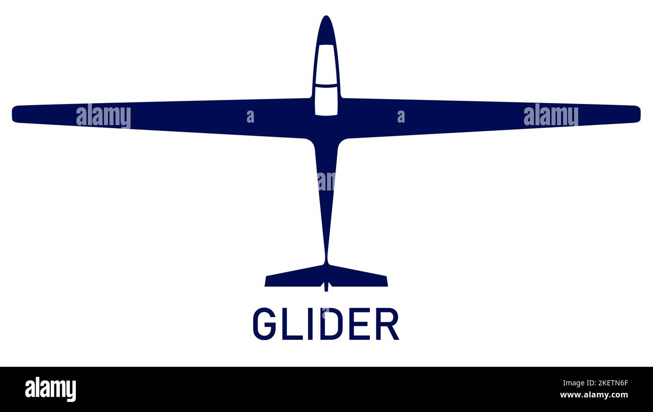 Vue de dessus d'un voilier de glisse, silhouette de planeur, aucun avion motorisé, vecteur Illustration de Vecteur