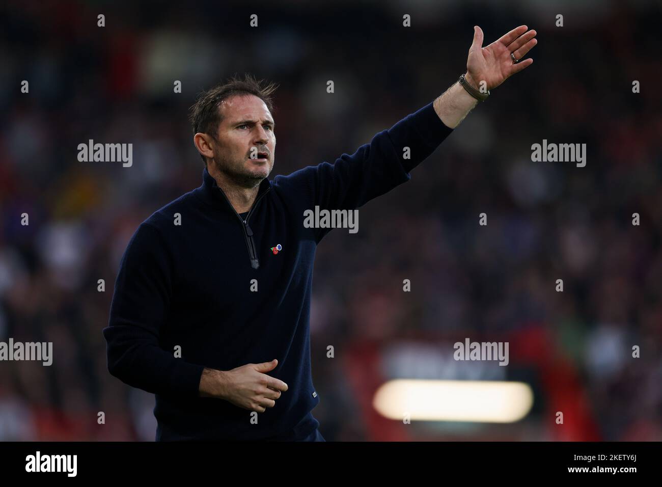 Frank Lampard, le Manager d'Everton, fait des gestes sur la ligne de contact lors du match de la Premier League au stade Vitality, à Bournemouth. Date de la photo: Samedi 12 novembre 2022. Banque D'Images