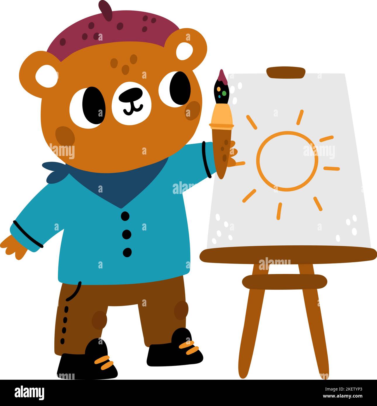 Joli dessin ours. Drôle de personnage d'artiste d'animal Illustration de Vecteur