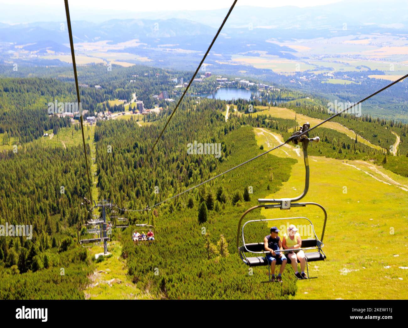 Téléphérique à Solisko - en arrière-plan Strbske Pleso. (Photo CTK/Jan Rychetsky) Banque D'Images