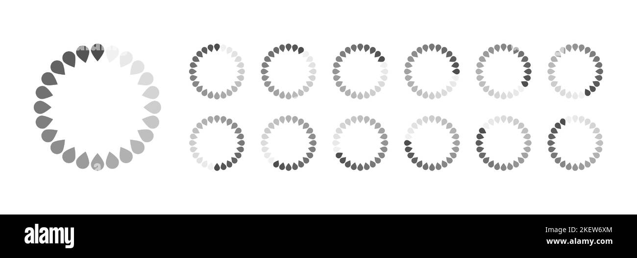 Chargement circulaire mise en mémoire tampon icônes vidéo vectorielle prête  pour l'animation GIF toutes les images Keyframes cercle Bufring en attente  de connexion mémoire tampon préchargeur arrêté Image Vectorielle Stock -  Alamy