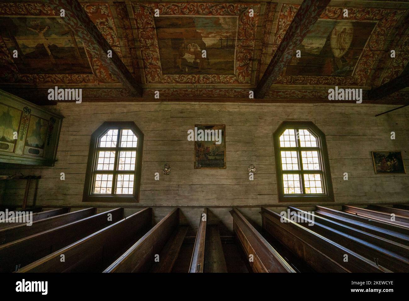 Église de Segulora du village de Segulora en Suède, aujourd'hui à Skansen, le musée en plein air de l'île de Djurgården Banque D'Images