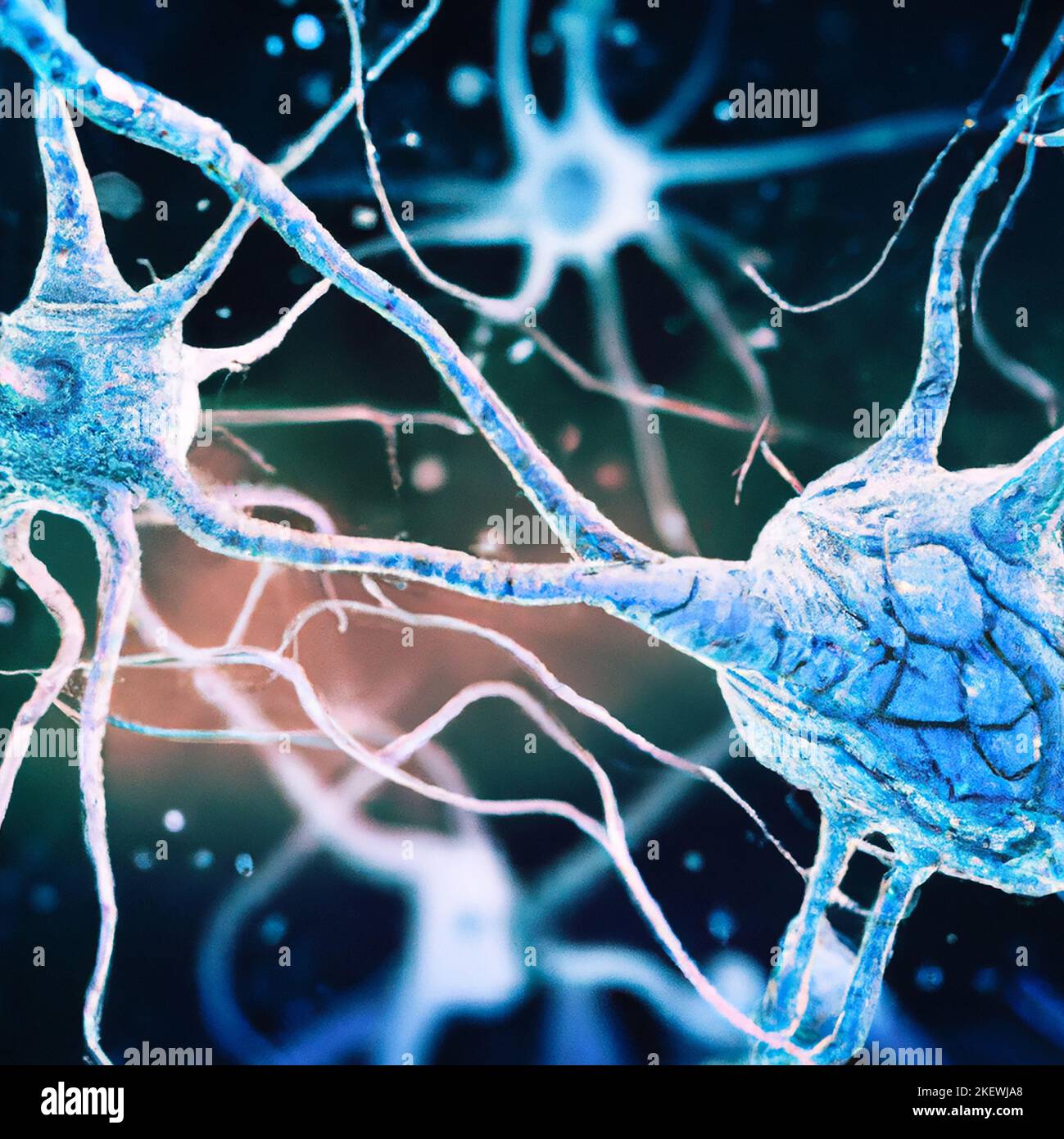 Vue microscopique des synapses. Connexions cérébrales. Neurones et ...