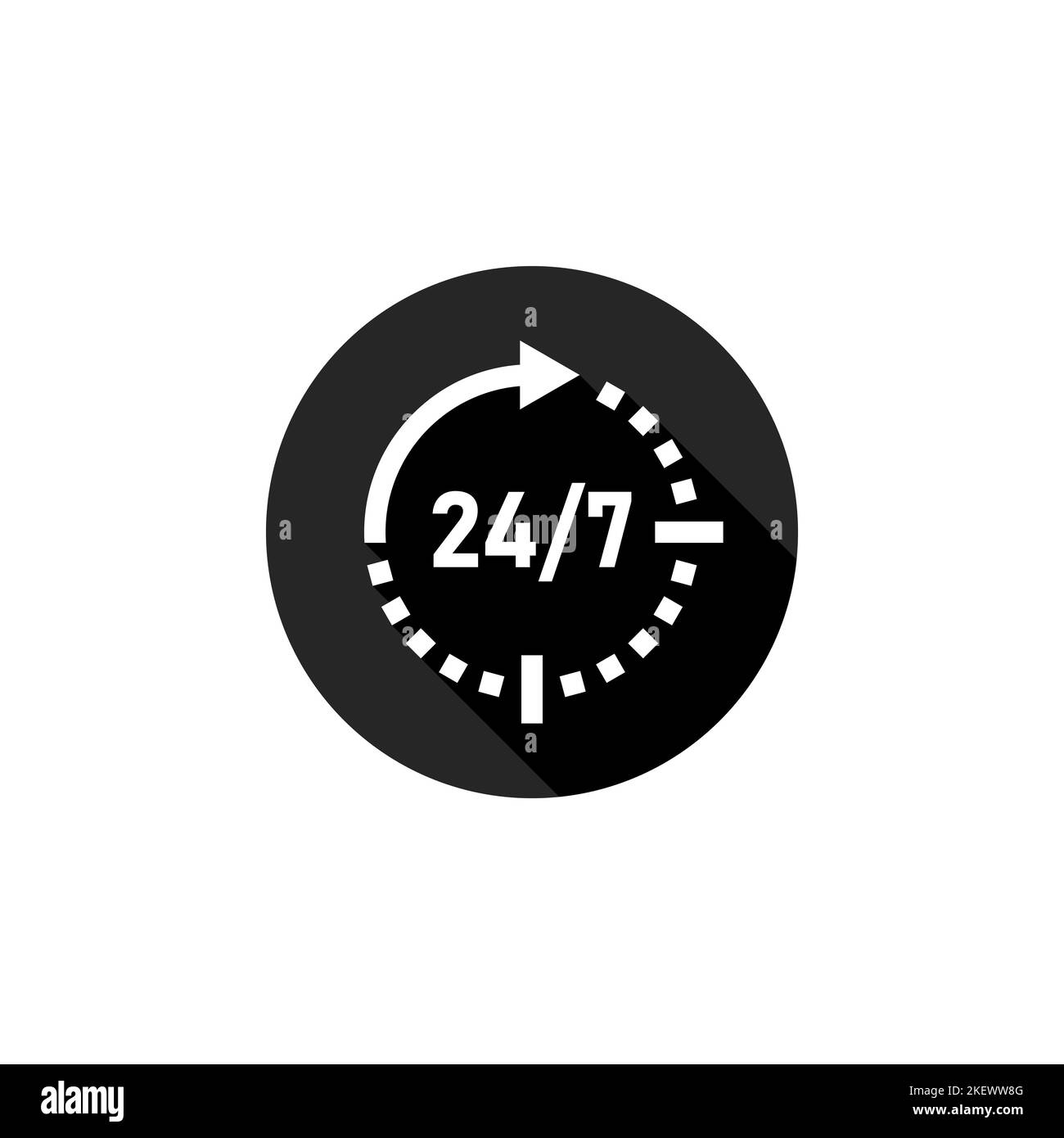 icône d'assistance 24 heures. Icône des services fixes. 24/7 Service ouvert 24h heures sur 24 et 7 jours sur 7. Illustration vectorielle Illustration de Vecteur