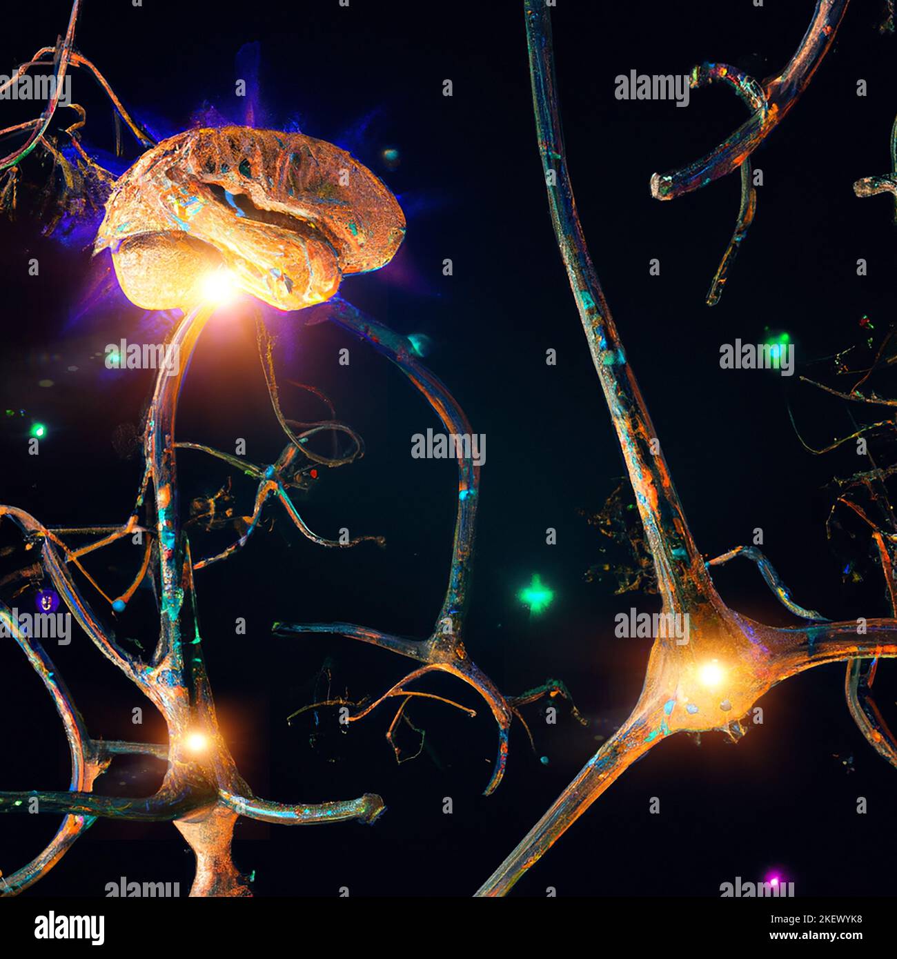 Vue microscopique des synapses. Connexions cérébrales. Neurones et ...