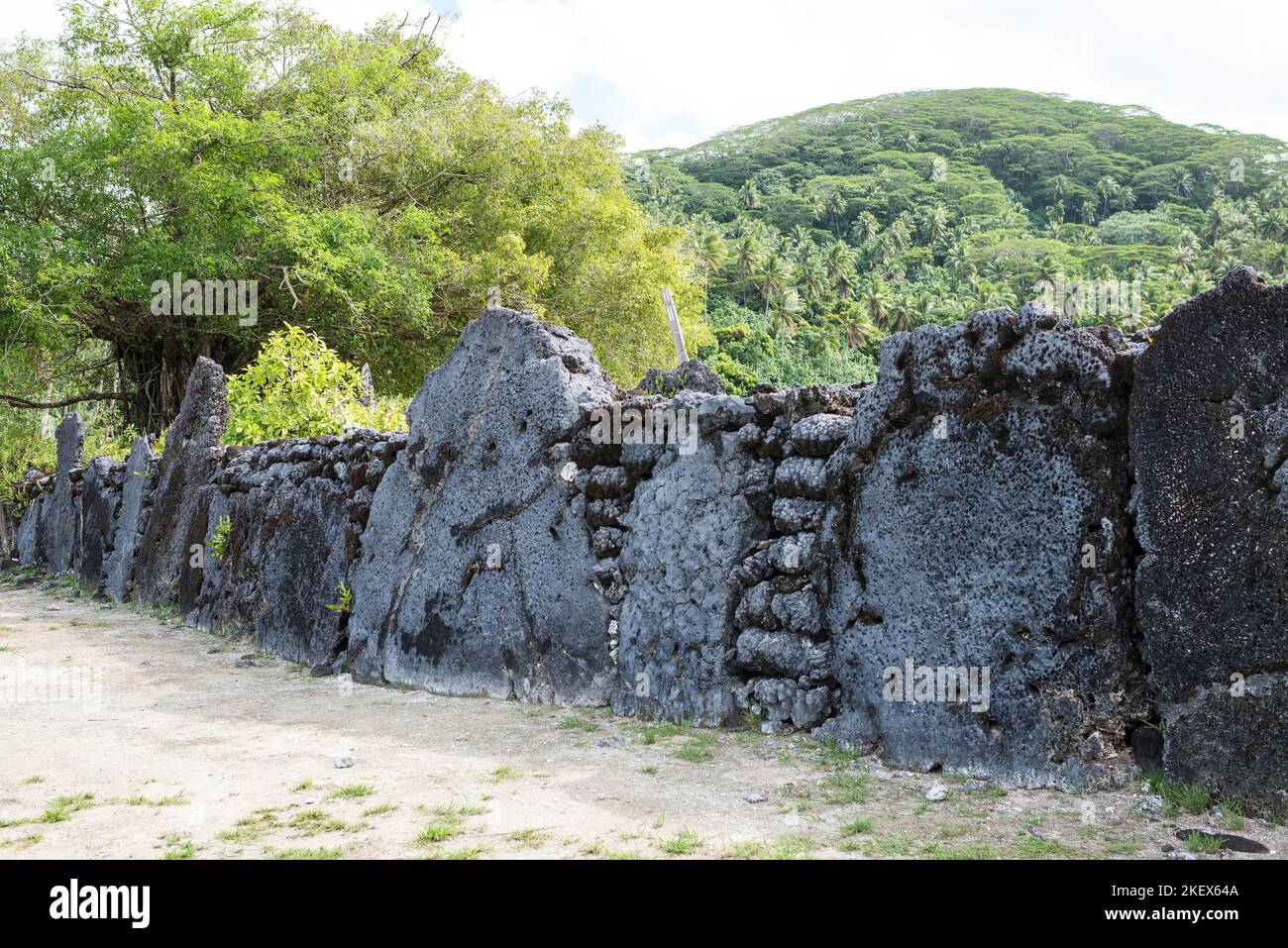 Taputapuatea Marae, Raitea, Polynésie française Banque D'Images