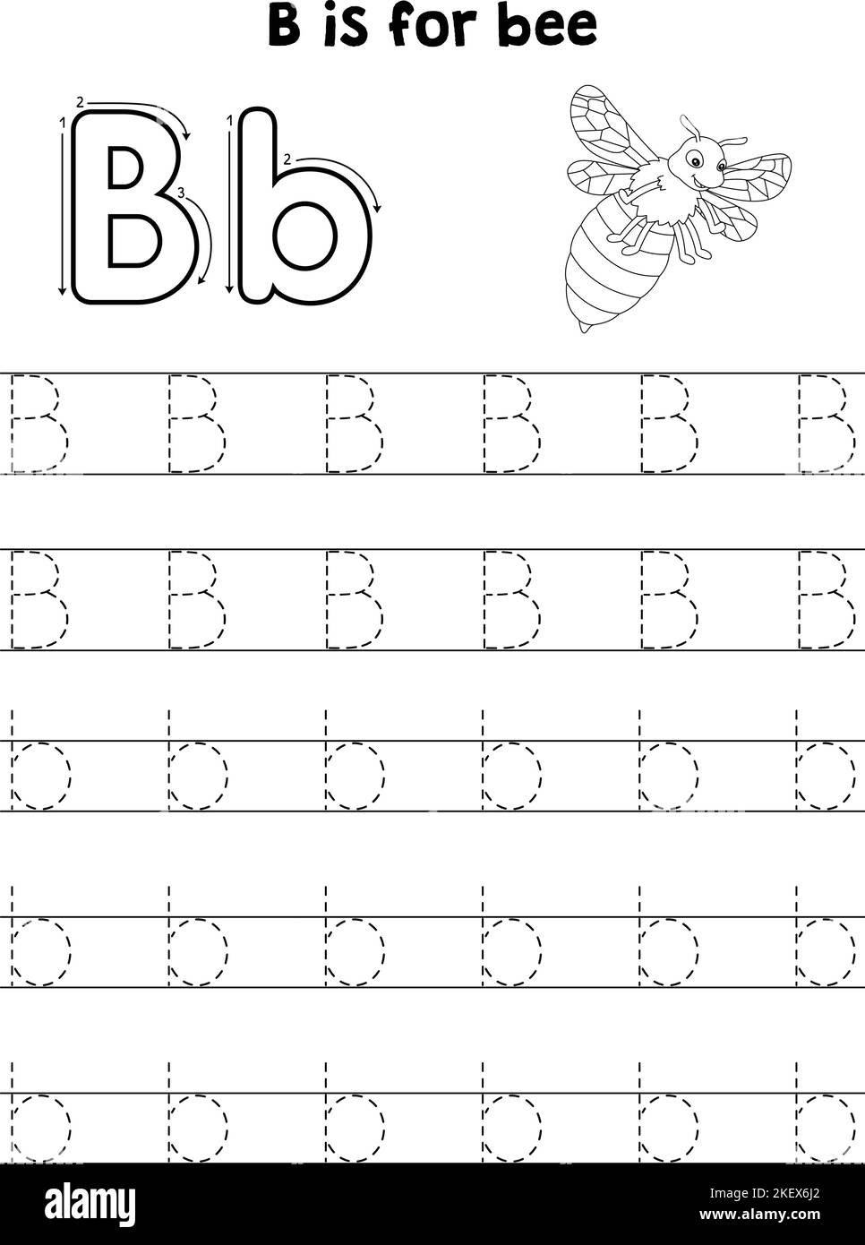 Papier à lettres ABC coloriage page B Illustration de Vecteur