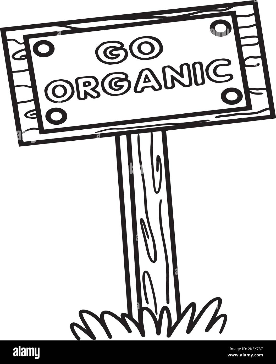 Earth Day Go Organic Isolated coloriage page Illustration de Vecteur