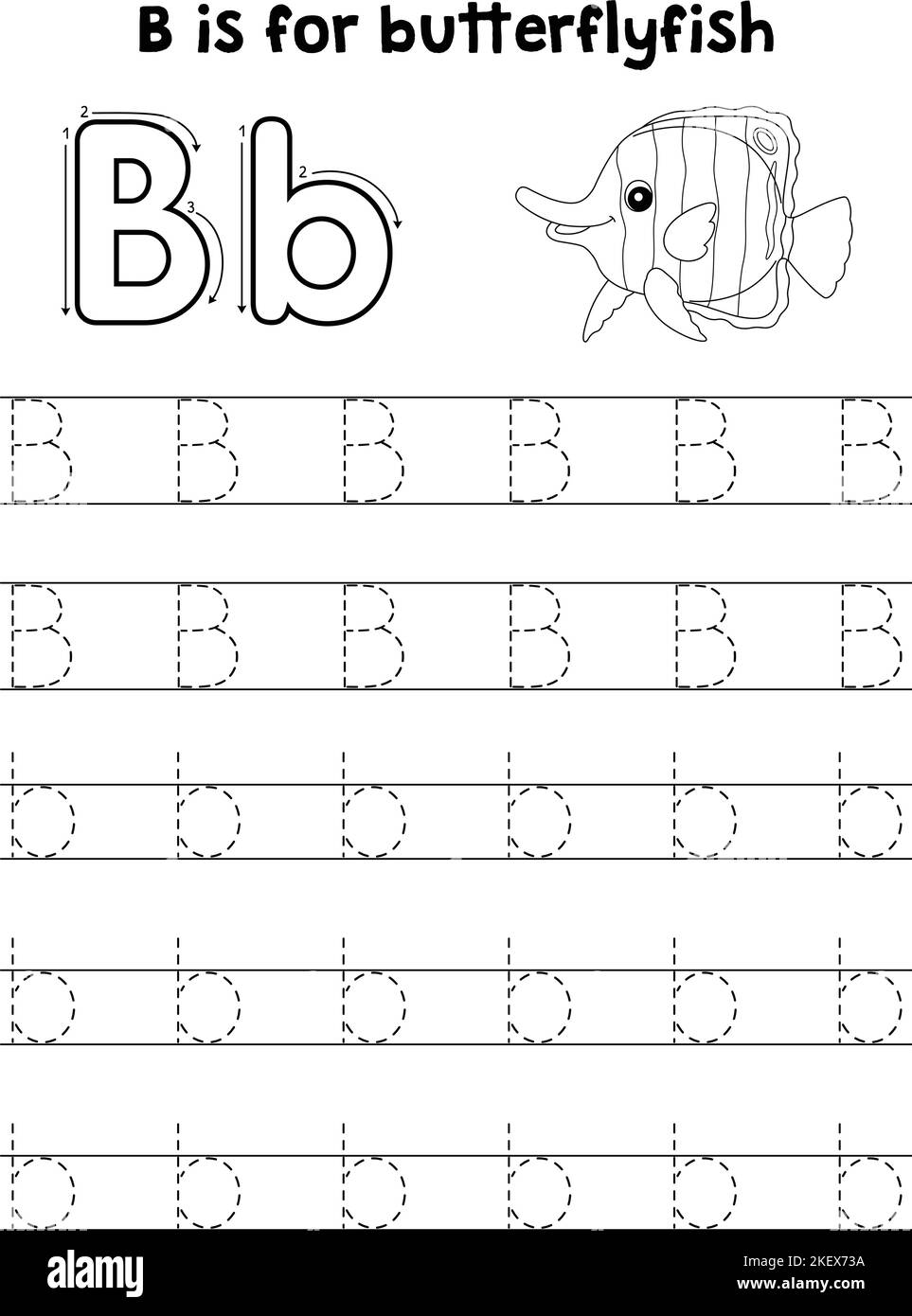 Butterflyfish Animal Tracing lettre ABC coloriage C Illustration de Vecteur
