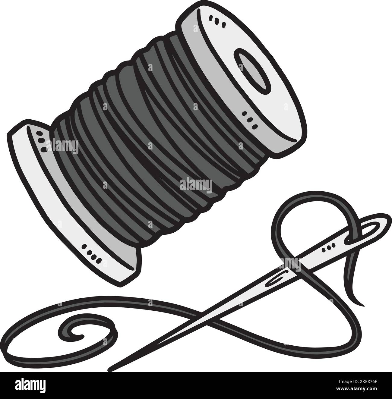 Dessin animé à filetage et aiguille couleur Clipart Illustration de Vecteur