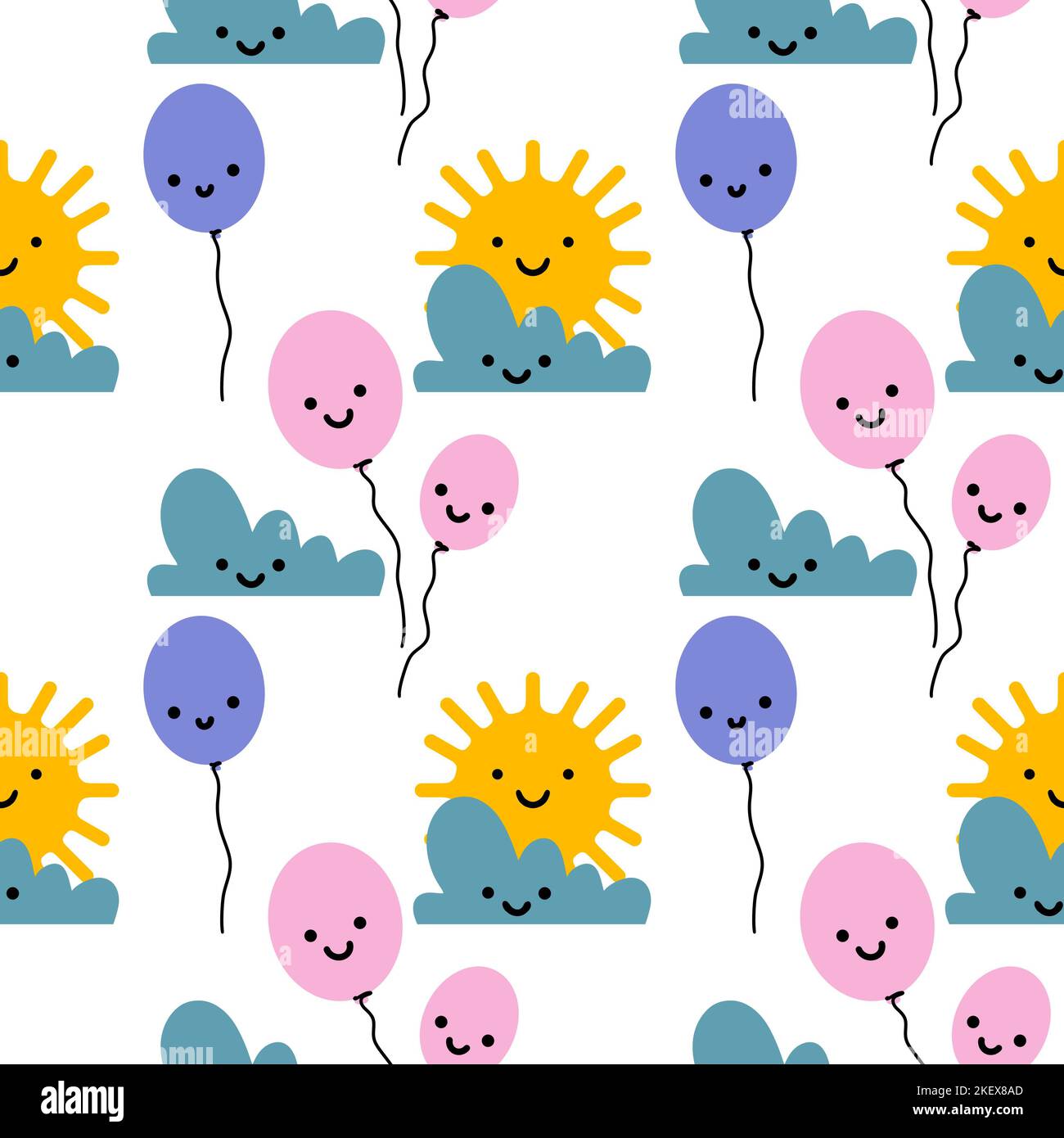 Motif de soleil en forme de coolé sans couture pour l'emballage du papier et des vêtements pour enfants, des tissus et des draps, des emballages et des jardins d'enfants. Qual. Élevée Banque D'Images