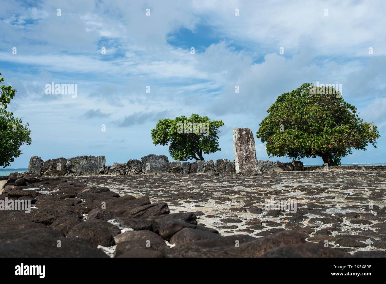 Taputapuatea Marae, Raitea, Polynésie française Banque D'Images