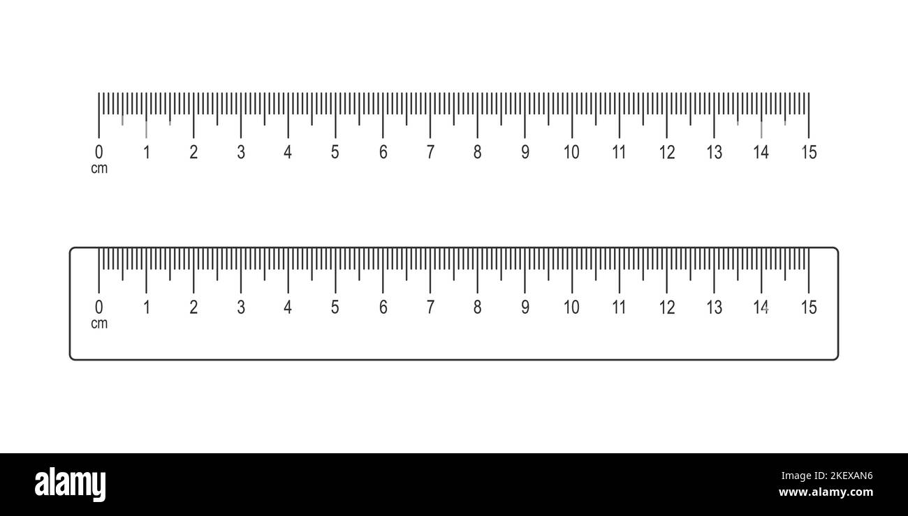 échelle de 15 centimètres et règle isolée sur fond blanc. Outil mathématique ou géométrique pour la mesure de la distance, de la hauteur ou de la longueur avec marquage et nombres. Illustration graphique vectorielle. Illustration de Vecteur