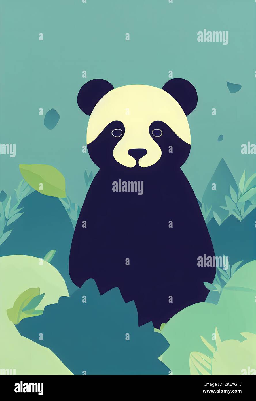 2D illustration d'un ours panda dans la forêt. Banque D'Images