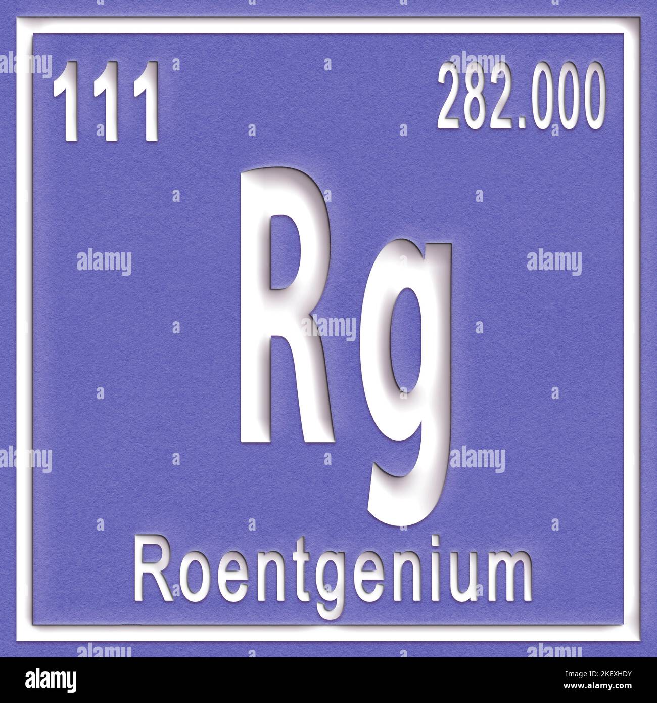 Élément chimique de Roentgenium, signe avec numéro atomique et poids atomique, élément du tableau périodique Banque D'Images