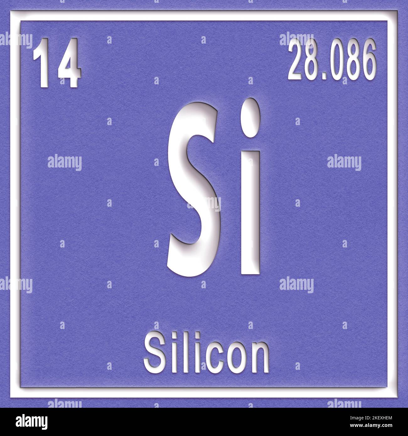 Élément chimique en silicium, signe avec numéro atomique et poids — free download