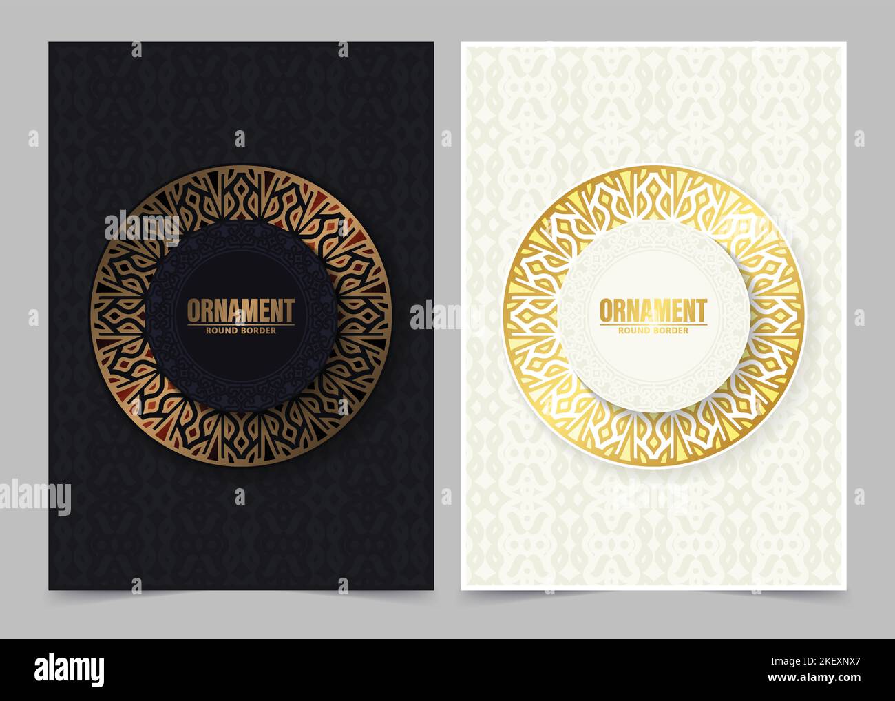 Modèle de couverture à bordure dorée de luxe Illustration de Vecteur