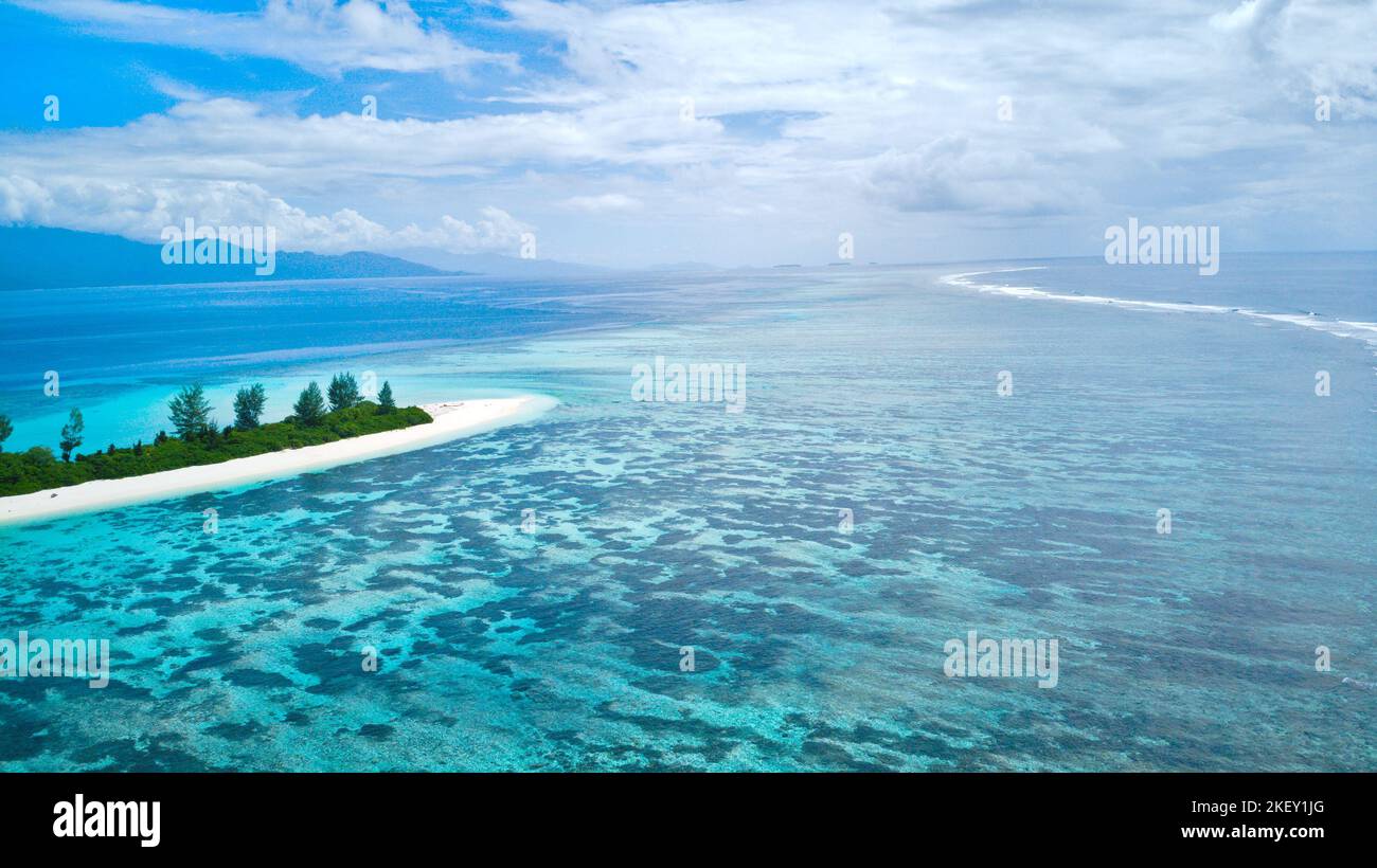 Littoral de Bougainville avec récif de corail Banque D'Images