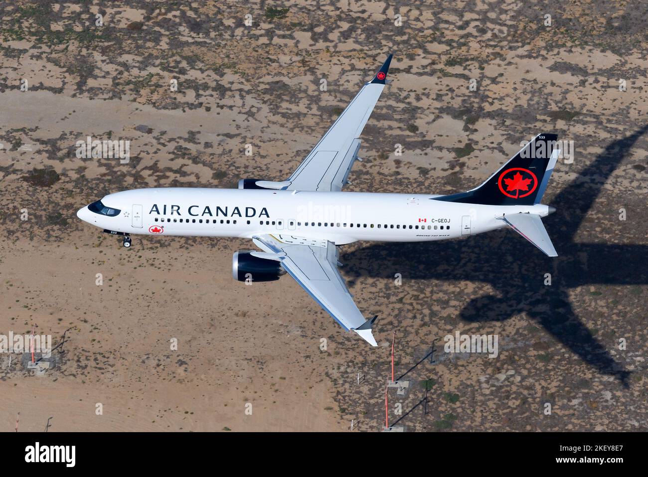Atterrissage de l'avion Boeing 7378 Max d'Air Canada. Avion 737 Max d