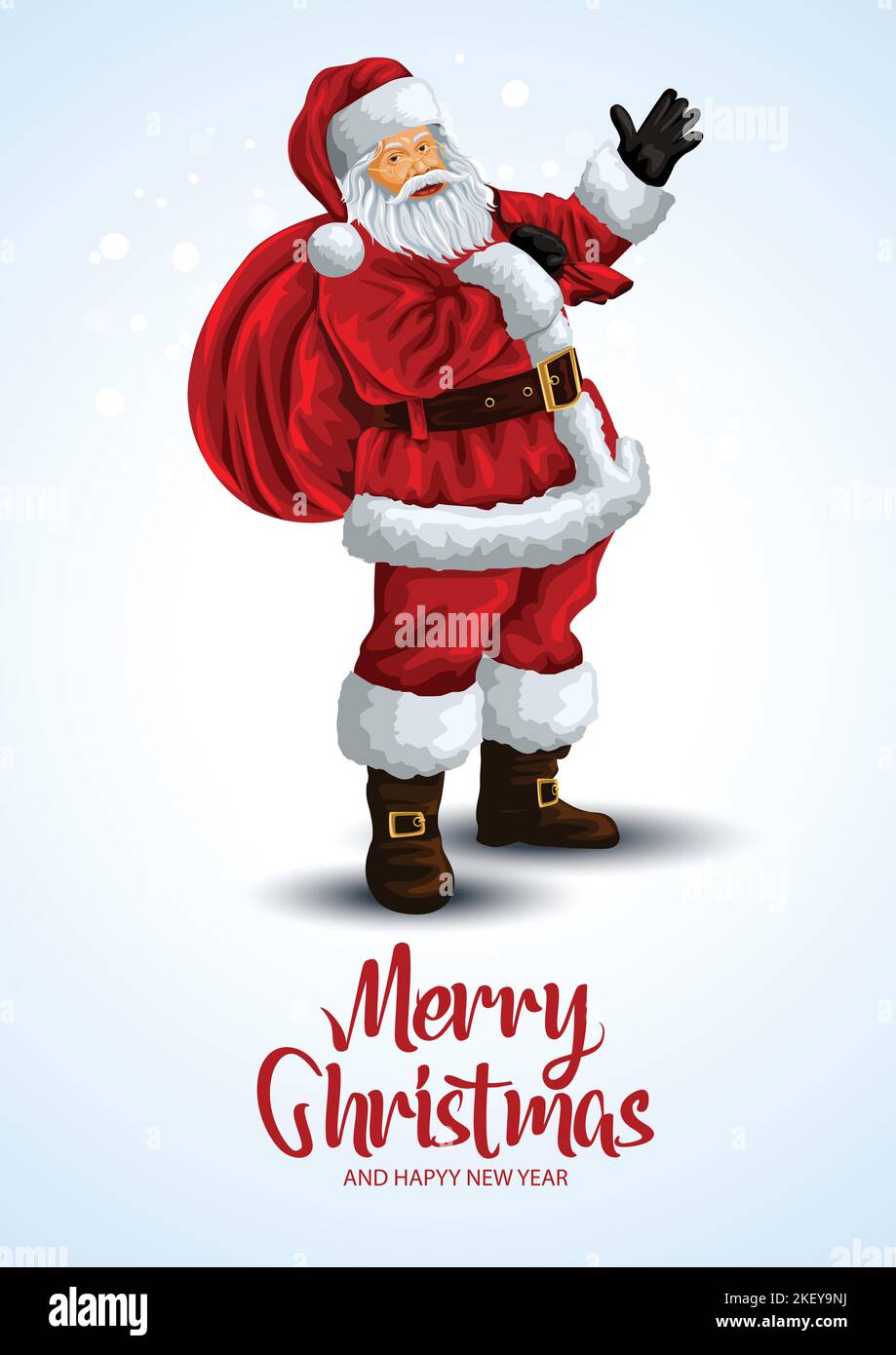 Affiche de joyeux Noël. Père Noël portant un masque médical