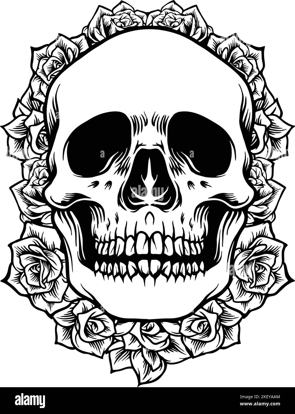 Tête de crâne avec fond rose illustrations vectorielles Silhouette pour votre logo de travail, t-shirt de marchandise, autocollants et dessins d'étiquettes, affiche Illustration de Vecteur