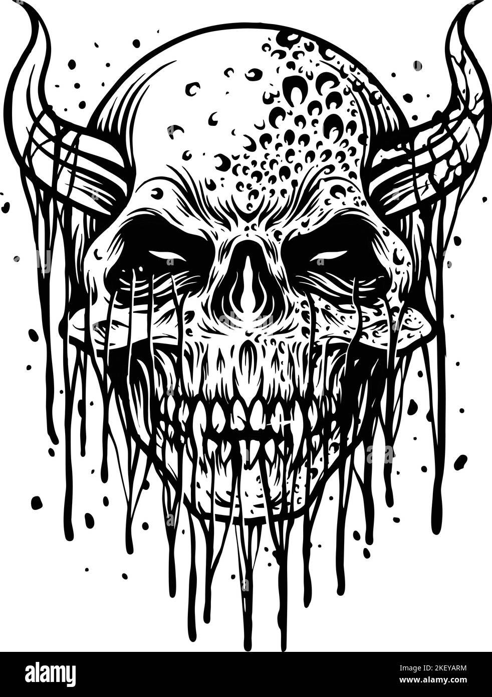Zombie Evil Skull Halloween illustrations présentent des illustrations vectorielles pour votre logo de travail, t-shirt de marchandise, autocollants et dessins d'étiquettes, affiche Illustration de Vecteur