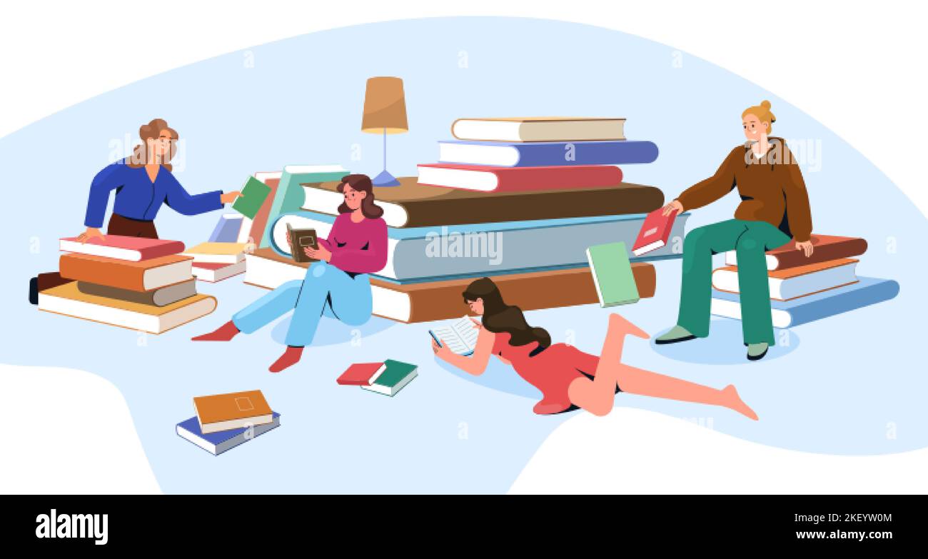 Jeunes au festival de lecture Banque d'images vectorielles - Alamy