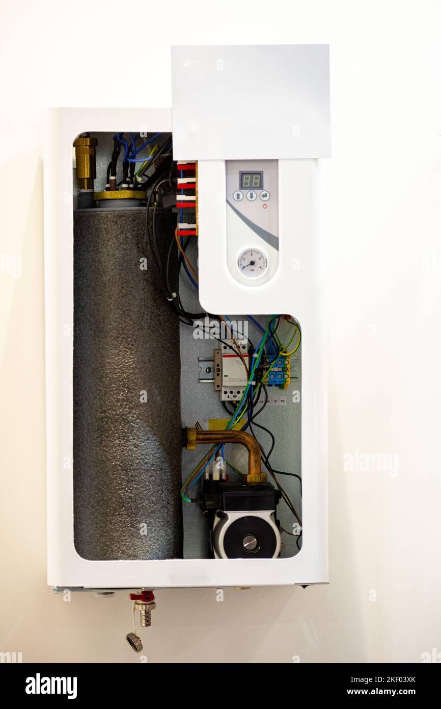 Chaudière électrique pour le chauffage des locaux. Structure interne de la chaudière. Banque D'Images