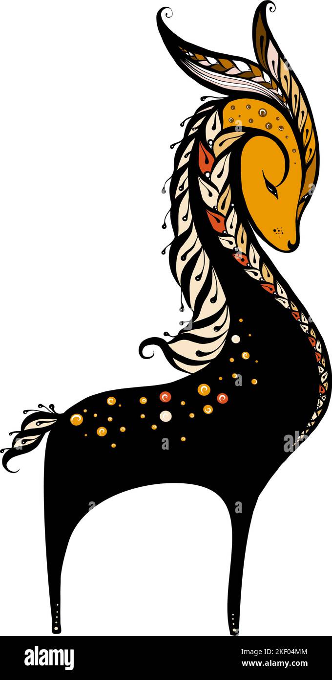 Illustration stylisée d'un cerf sur fond blanc Illustration de Vecteur