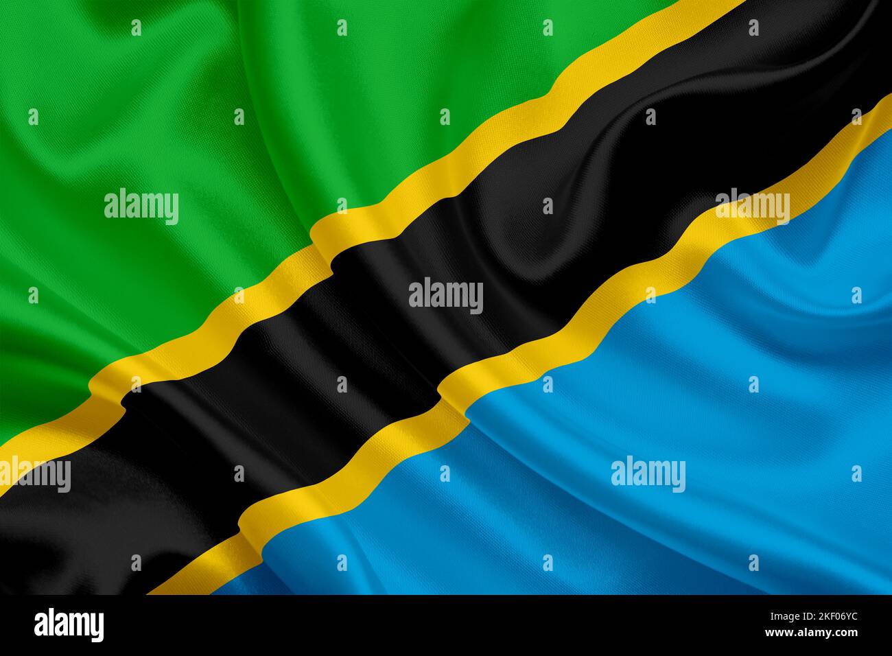 Drapeau national officiel de la Tanzanie Banque D'Images