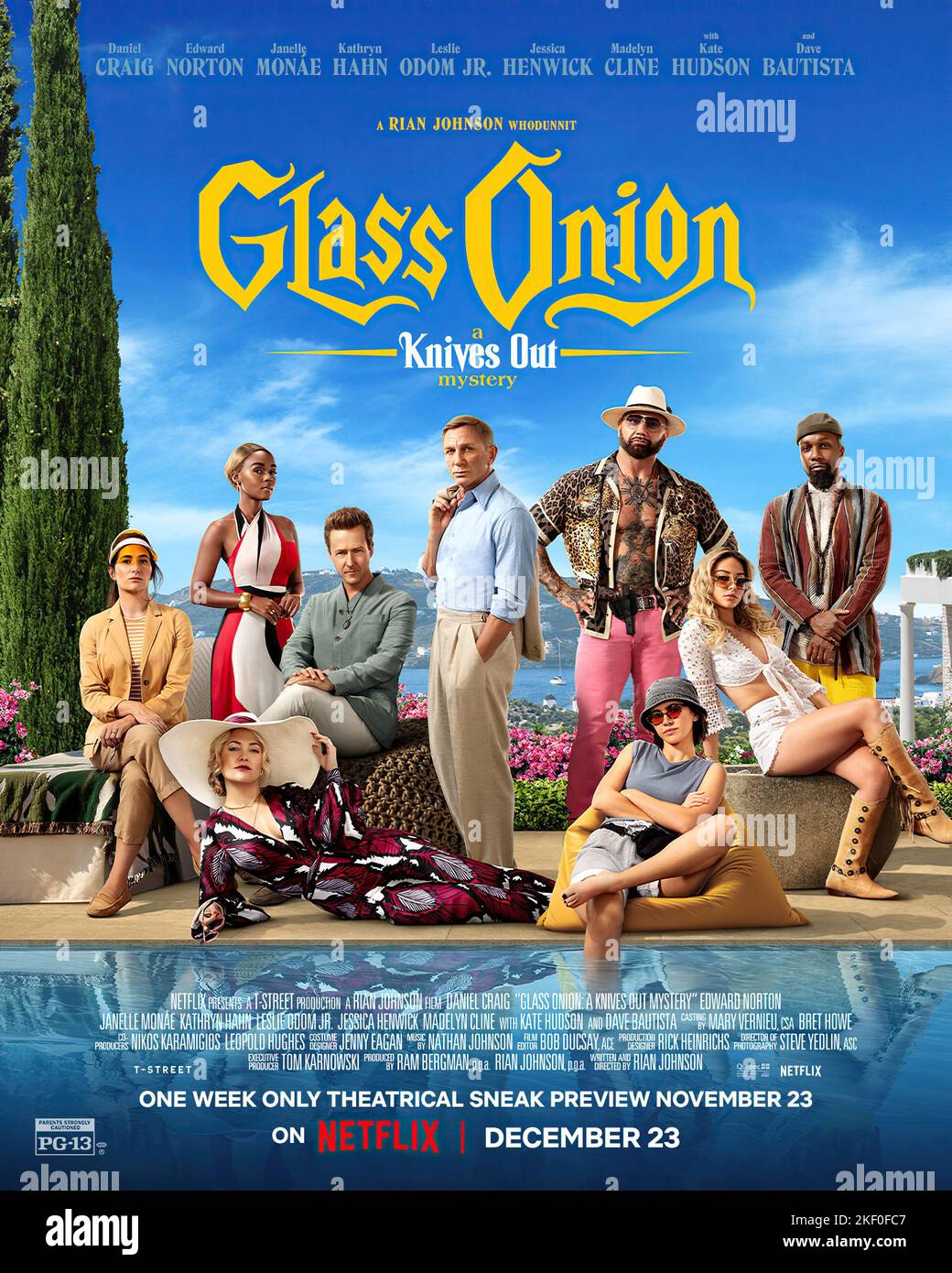 Glass Onion : une affiche de film mystère Knives Out Banque D'Images