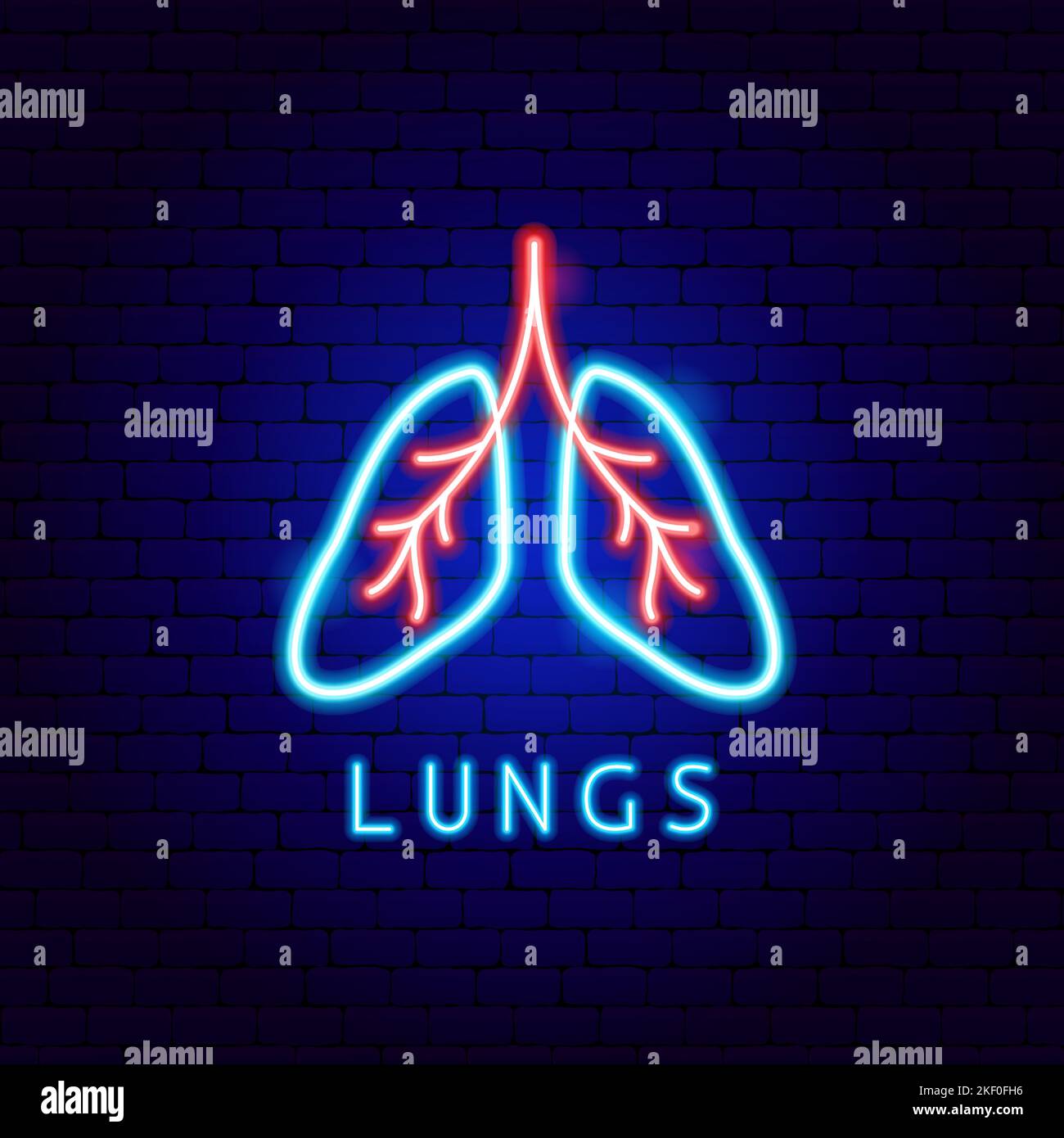Étiquette de néon de poumons Illustration de Vecteur