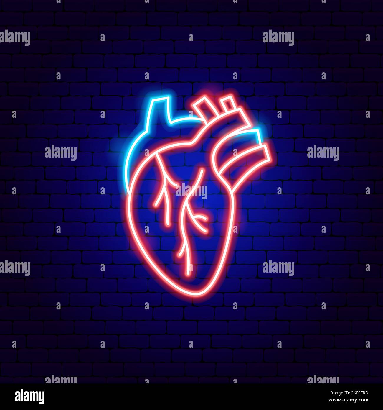 Enseigne fluo en forme de cœur Illustration de Vecteur