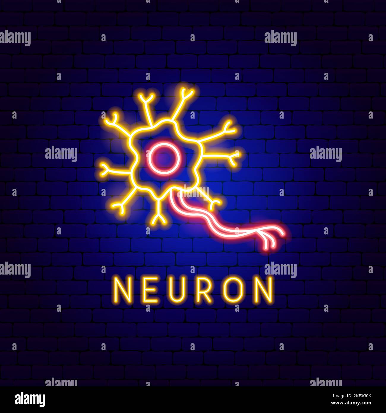Étiquette de néons neurone Illustration de Vecteur