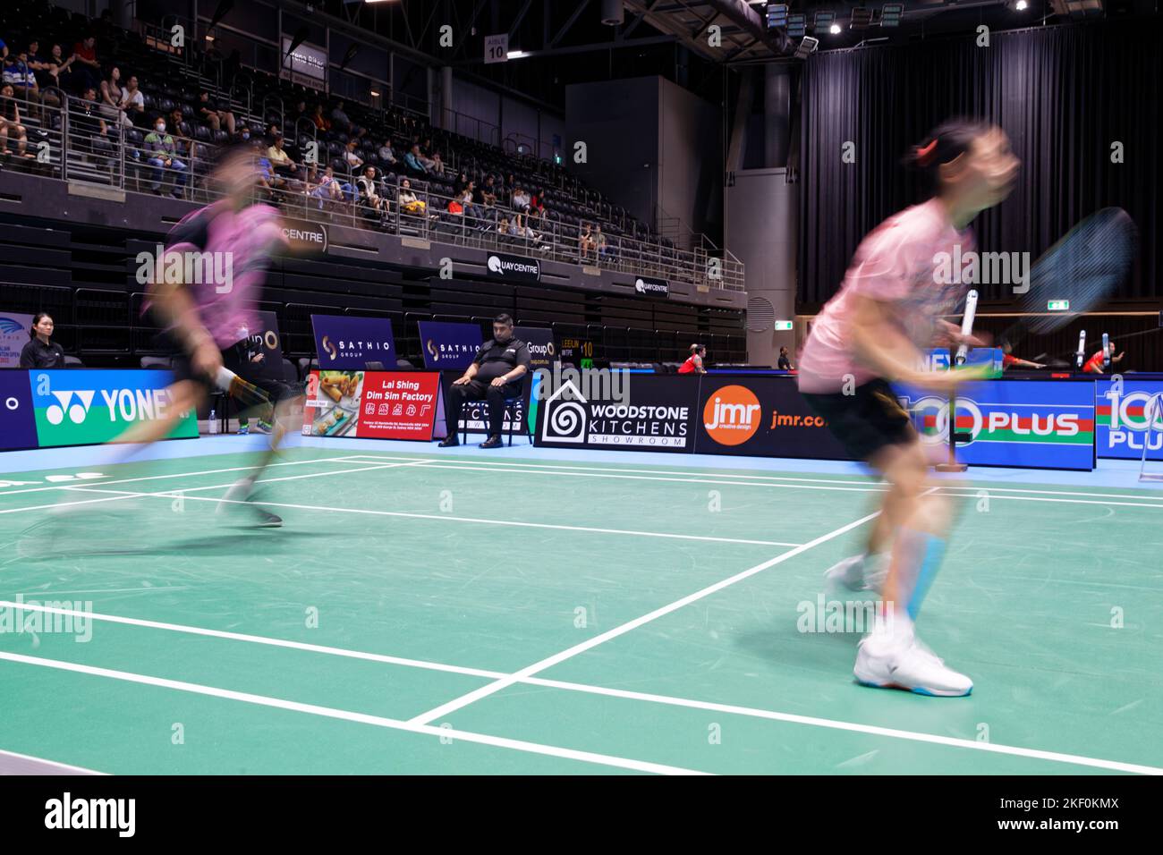 SYDNEY, AUSTRALIE - NOVEMBRE 15 : photographie en exposition prolongée po-Hsuan Yang et Ling Fang Hu de Taïwan en action au cours du jour 0 du Sathio Group Open australien 2022 à Quaycenter sur 15 novembre 2022 Banque D'Images