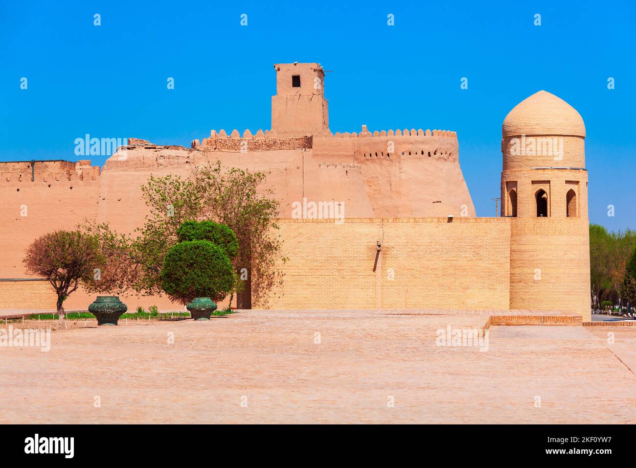 Kunya Ark signifie ancienne forteresse est une citadelle à l'intérieur de la ville antique d'Ichan Kala à Khiva, Ouzbékistan Banque D'Images