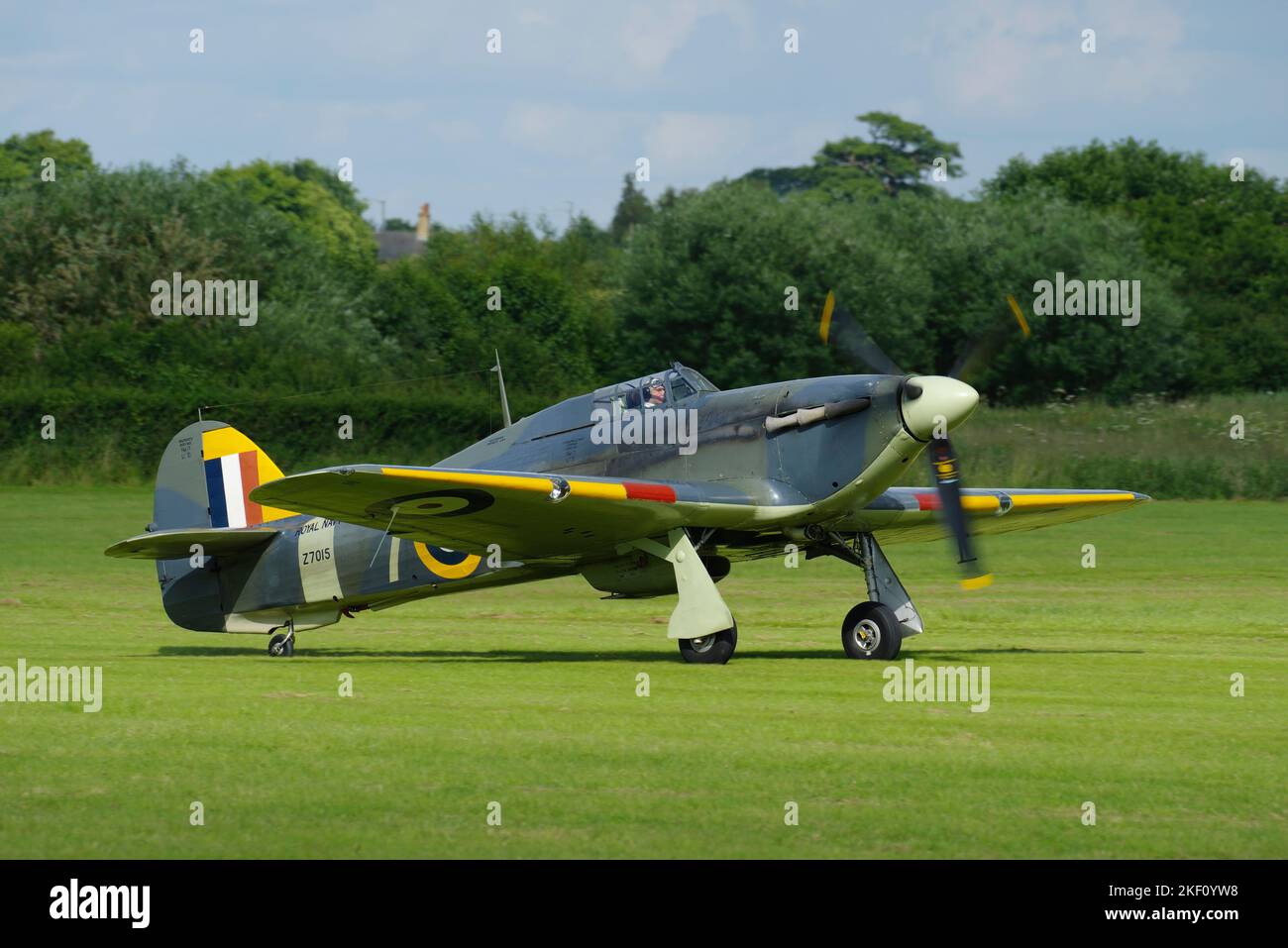 Hawker Sea Hurricane mk 1b, Z7015, G-BKTH, à Old Warden Airfield, Biggleswade, Bedfordshire, Angleterre, Royaume-Uni, Banque D'Images