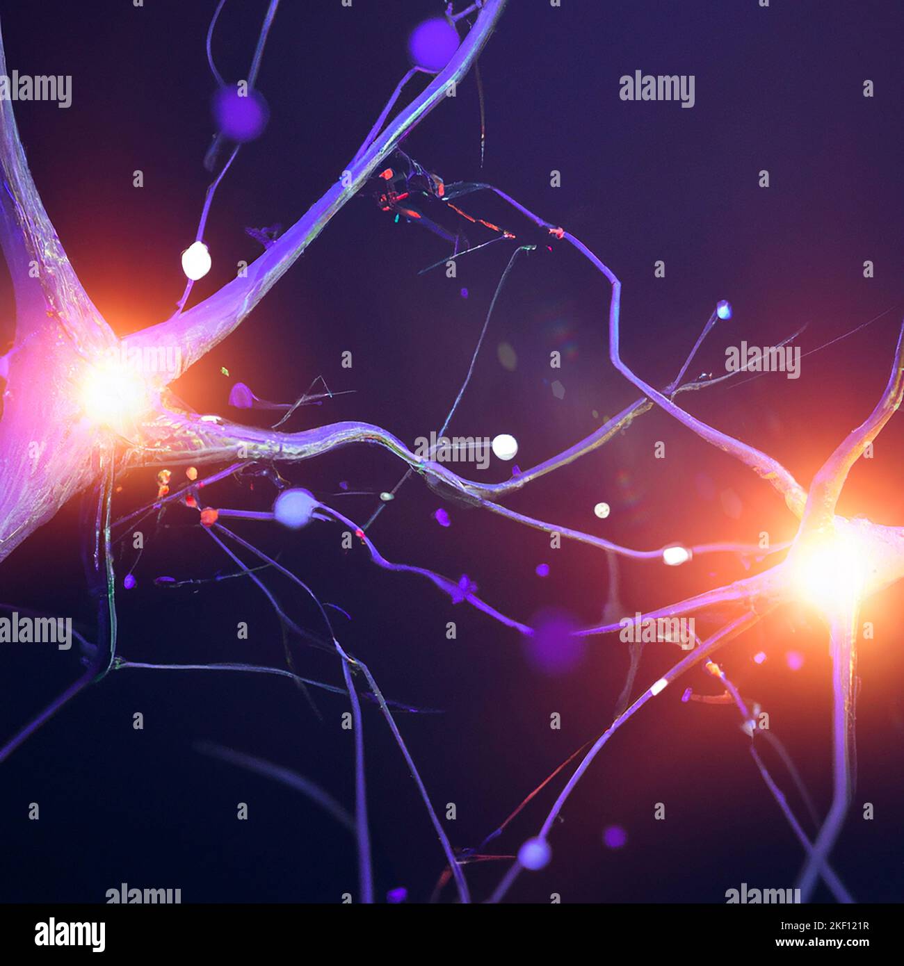 Vue microscopique des synapses. Connexions cérébrales. Neurones et ...