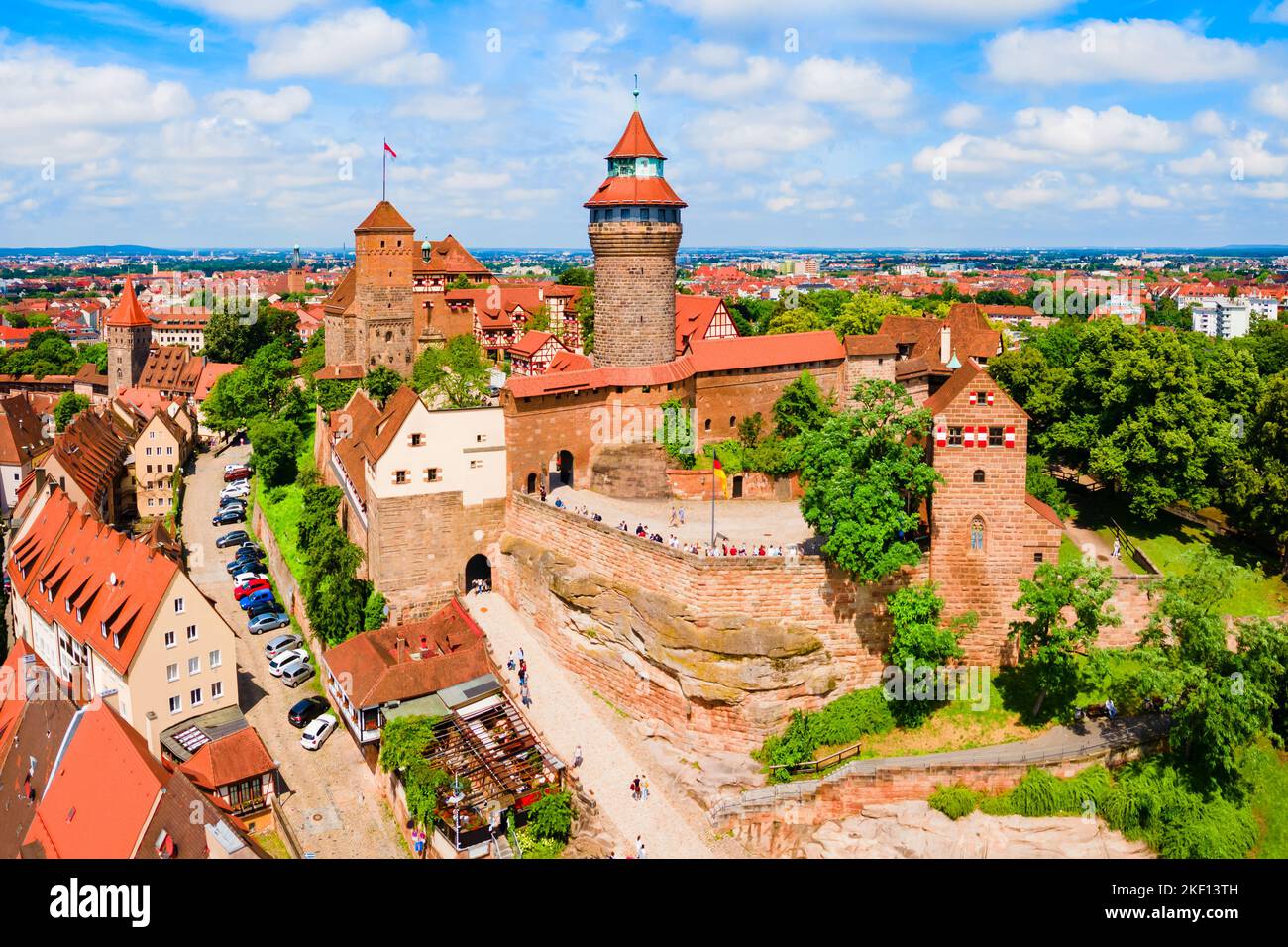 Vue panoramique aérienne du château de Nuremberg. Château situé dans le centre historique de la ville de Nuremberg en Bavière, Allemagne. Banque D'Images