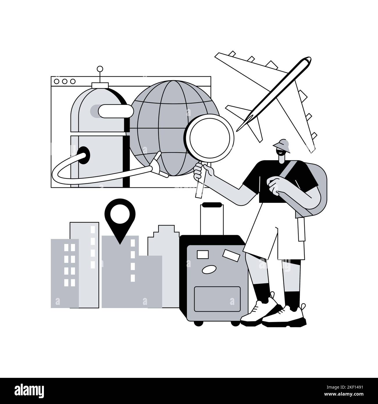 Illustration vectorielle abstraite de concept ai dans les voyages et ...